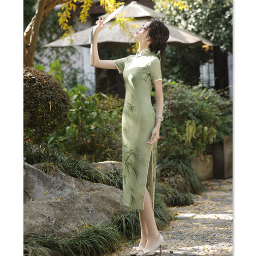 2024春夏新款长款短袖老上海复古国风送考旗袍SYK179141 商品图2