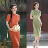 复古国风，绸缎提花旗袍裙GX-21878 商品缩略图0