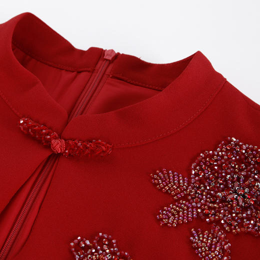 PF8J6斯尔丽2024新款商场同款改良旗袍收腰A摆重工宴会礼服连衣裙 商品图5