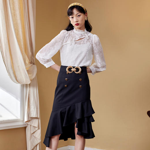 不规则鱼尾包臀裙秋高腰半身短裙设计感 商品图3