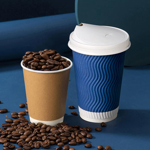 喇叭花双层杯子一次性咖啡杯奶茶纸杯外带打包带盖热饮直饮纸盖 商品图2