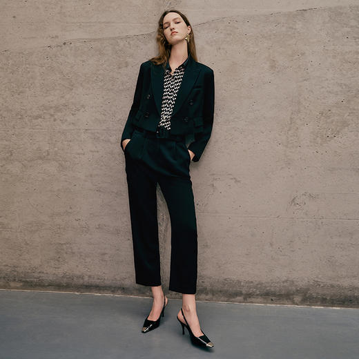 EITIE爱特爱春季新款高腰纯色显瘦通勤百搭干练裤子7305001 商品图3