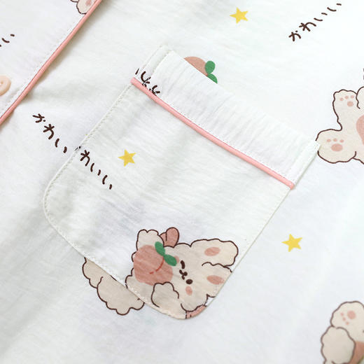 【商场同款】熳洁儿 女士梭织家居服开衫短袖短裤套装可爱卡通少女印花24203008 商品图3