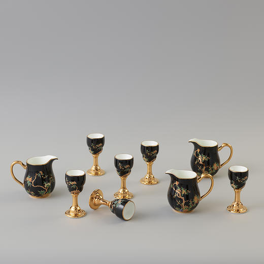 永丰源  石榴家园9头酒具陶瓷轻奢描金酒具复古分酒器酒杯 商品图1