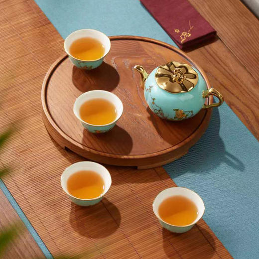 永丰源 西湖蓝 6头/7头茶具陶瓷轻奢三才盖碗功夫茶具客厅家用下午茶 商品图2