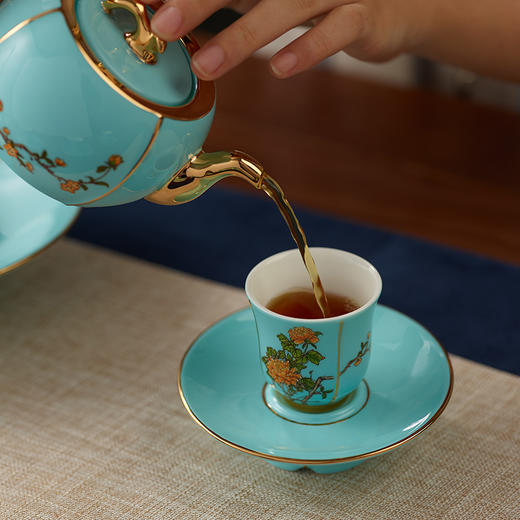 永丰源西湖蓝夫人礼17头陶瓷功夫茶具茶壶茶杯碟杯碟 商品图1
