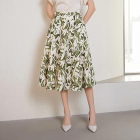 【棉质印花百褶裙】24年春夏新品女士印花半裙时尚百褶裙
