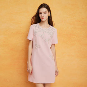 PF8B8斯尔丽2024新款法式浪漫复古绣花钉珠H型显瘦时尚减龄小香连衣裙