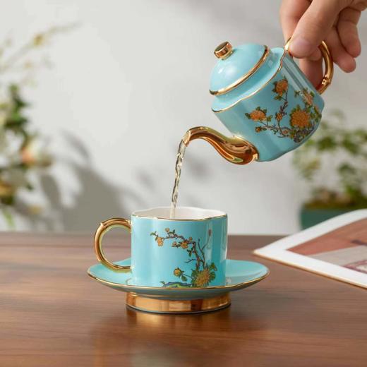 永丰源 夫人瓷西湖蓝4头茶具套装 中式陶瓷茶具茶杯碟茶壶礼盒装 商品图4