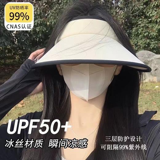 「19.9包邮！大帽檐全脸防晒」UPF50+空顶防晒帽 冰丝可折叠防晒遮阳帽 女夏季防紫外线太阳帽沙滩空顶帽新款UPF50+配饰 商品图1