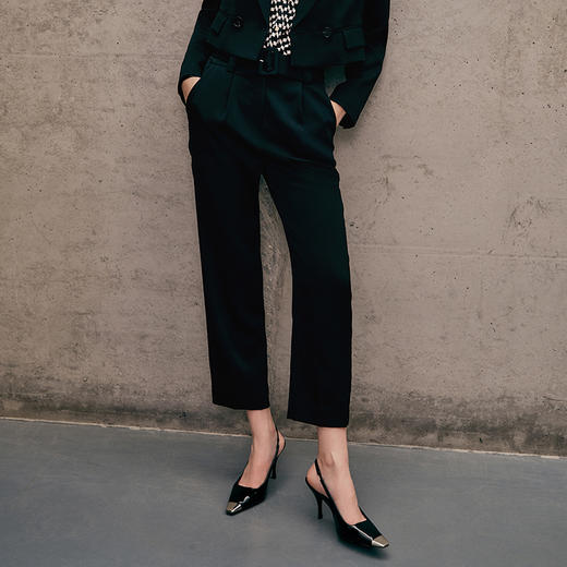 EITIE爱特爱春季新款高腰纯色显瘦通勤百搭干练裤子7305001 商品图5
