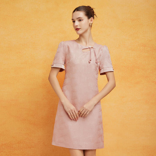 PF8K1斯尔丽2024新款轻国风流苏盘扣时尚减龄提花圆领连衣裙 商品图0