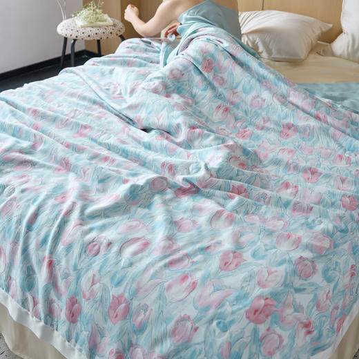 【清仓特惠】自然醒银线天丝抑菌蚕丝夏被夏季天丝蚕蛹蛋白被银丝抗菌可水洗夏凉被空调被田园印花薄被子LFS 商品图2