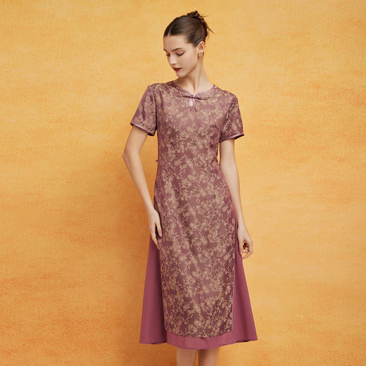 PF8H3斯尔丽2024新款改良旗袍奥黛款双层收腰放摆显瘦气质版连衣裙 商品图6