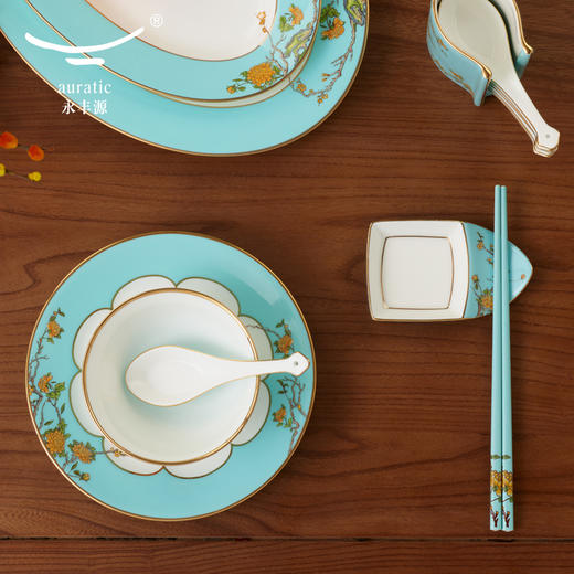 永丰源 西湖蓝91头餐具套装 家用碗盘碟勺中式 10人位 商品图3