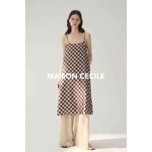 MAISON CECILE桑蚕丝复古线条花朵松紧腰阔腿裤 商品图3