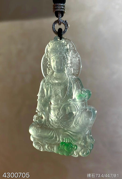 玻璃种飘翠菩萨吊坠【4300705】具体价格微信咨询 商品图2