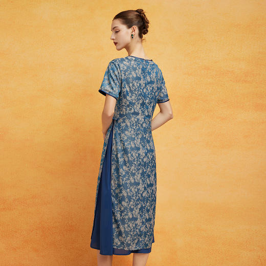 PF8H3斯尔丽2024新款改良旗袍奥黛款双层收腰放摆显瘦气质版连衣裙 商品图1