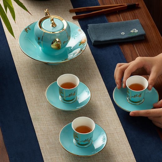 永丰源西湖蓝夫人礼17头陶瓷功夫茶具茶壶茶杯碟杯碟 商品图2