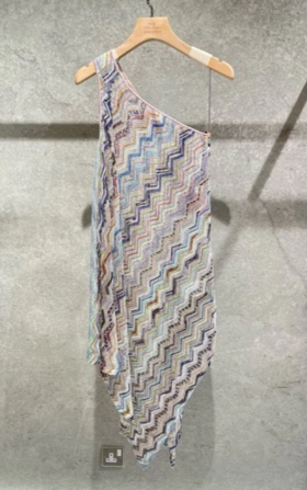 MISSONI - Short Dress - Multicolor Blue Tones - 女装 - 上衣 - 蓝色