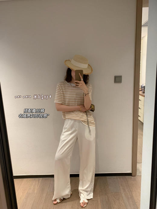 max mar*针织条纹短袖 10%silk 真丝＋70%lyocell莱赛尔（天丝）＋20%cotton棉 商品图5
