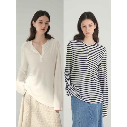 MAISON CECILE三色/纽扣夏日舒适肌理感亚麻长袖 商品图0