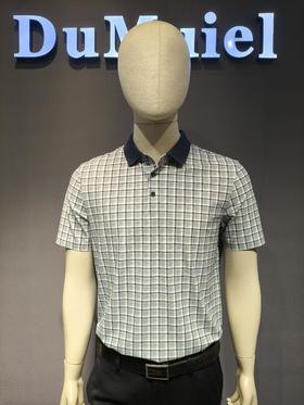 度文男装2024夏款千鸟格商务短T