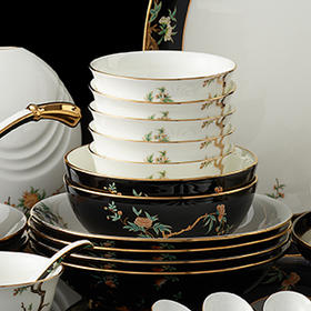 永丰源 夫人瓷石榴家园8人位家用31头中式餐具套装