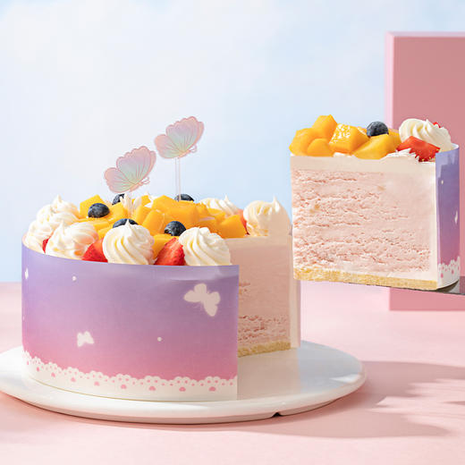 【浪漫满屋】冰淇淋蛋糕，缤纷夏日在清香白桃乌龙雪山之上，是满铺的鲜芒果鲜草莓；尽享鲜果冰淇淋蛋糕的甜蜜与清爽，幸福滋味尽在其中（海口幸福西饼) 商品图2