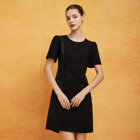 PF8K2斯尔丽2024新款拼接款提花绣花轻国风圆领收腰放摆减龄时尚连衣裙