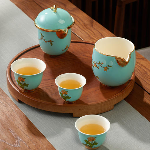 永丰源夫人瓷西湖蓝6头旅行茶具 露营茶具快客杯便携式茶具礼盒装 商品图3