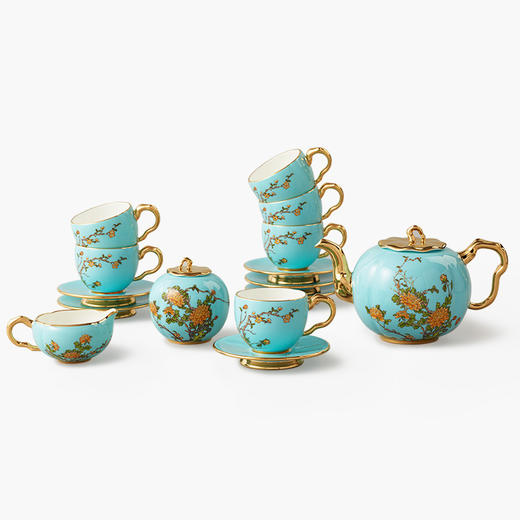 永丰源 夫人瓷西湖蓝17头咖啡具茶具陶瓷家用下午茶具咖啡杯碟礼盒 商品图0