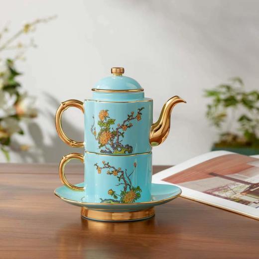 永丰源 夫人瓷西湖蓝4头茶具套装 中式陶瓷茶具茶杯碟茶壶礼盒装 商品图2