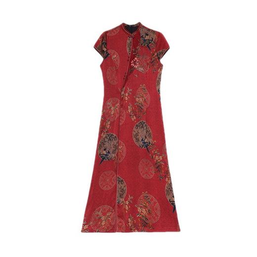 ALBB-香云纱连衣裙女真丝桑蚕丝旗袍修身显瘦礼服 商品图4