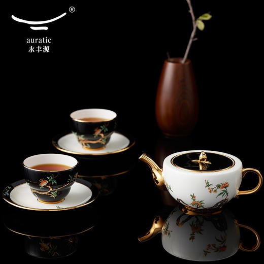 永丰源夫人瓷石榴家园 6头陶瓷茶杯套装中式茶具 下午茶杯碟 礼盒 商品图0