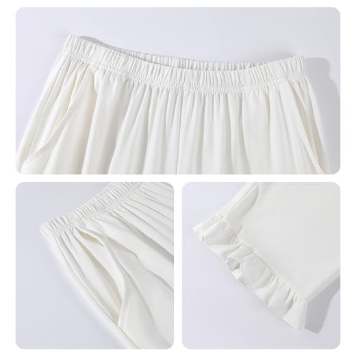 【商场同款】熳洁儿 女士家居服短袖长裤套装棉莱卡V领公主风24203231 商品图4