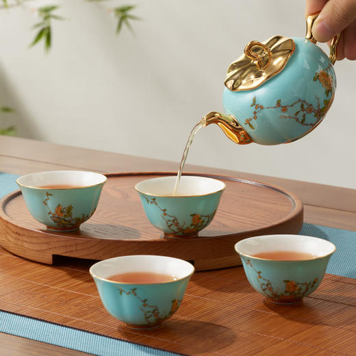 永丰源 夫人瓷西湖蓝15头茶具新中式茶具套装 盖碗公道杯礼盒装 商品图0