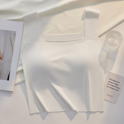 夏季【冰丝无痕吊带背心女】一体式女士螺纹方领打底 美背背心内搭内衣  商品图6