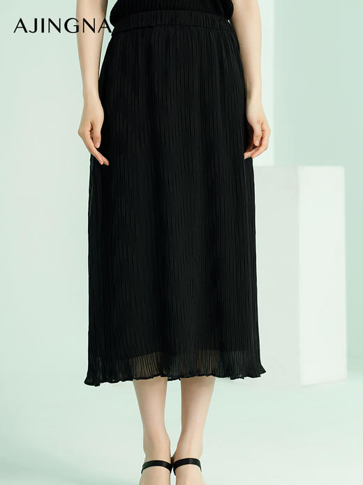 【商场同款】阿菁娜2024夏季新款简约压褶A子半裙A30X113025 商品图3