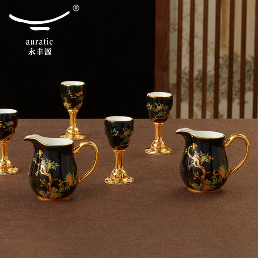 永丰源  石榴家园9头酒具陶瓷轻奢描金酒具复古分酒器酒杯 商品图4