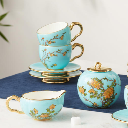 永丰源 夫人瓷西湖蓝17头咖啡具茶具陶瓷家用下午茶具咖啡杯碟礼盒 商品图1