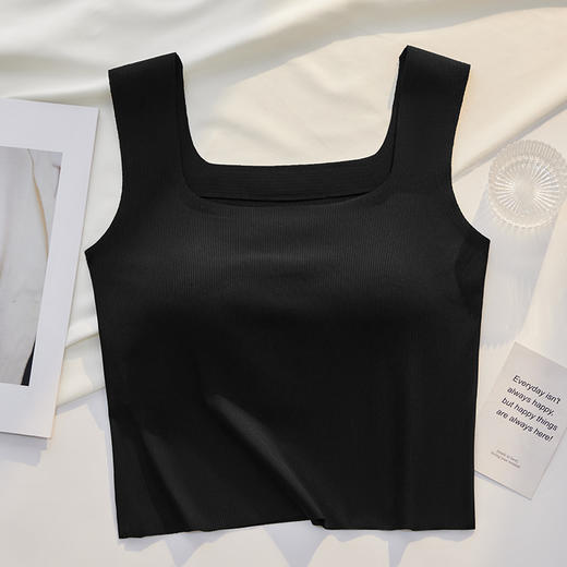 夏季【冰丝无痕吊带背心女】一体式女士螺纹方领打底 美背背心内搭内衣  商品图5