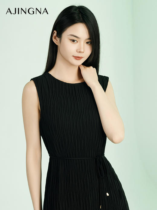 【商场同款】阿菁娜夏季新款无袖圆领显瘦连衣裙A30X112096 商品图1