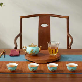 永丰源 西湖蓝 6头/7头茶具陶瓷轻奢三才盖碗功夫茶具客厅家用下午茶