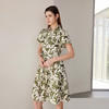【棉质印花连衣裙】24年春夏新品女士时尚印花连衣裙系带收腰裙子 商品缩略图3