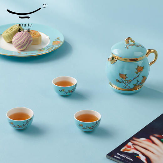 永丰源夫人瓷西湖蓝7头旅行茶具套装户外露营便携式包随身快客杯 商品图0