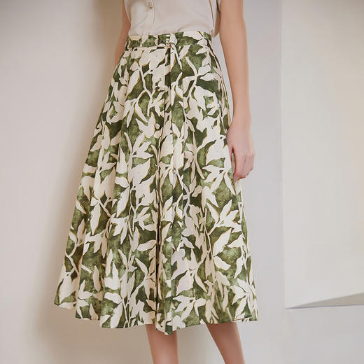 【棉质印花百褶裙】24年春夏新品女士印花半裙时尚百褶裙 商品图3