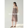 MAISON CECILE复古红/复古绿棋盘格桑蚕丝吊带连衣裙 商品缩略图4