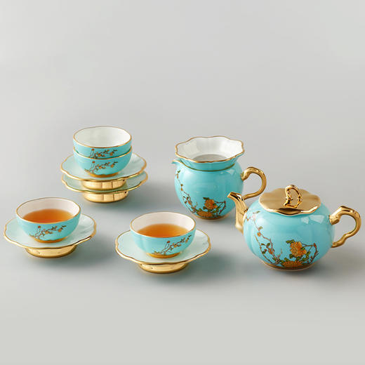 永丰源夫人瓷西湖蓝12头茶具茶具陶瓷杯简约杯子家用 商品图2