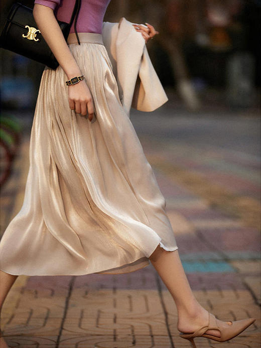 【新款半身裙女薄款】百褶双层丝光蓬蓬裙 清新网纱韩版清新褶皱仙女裙  商品图0